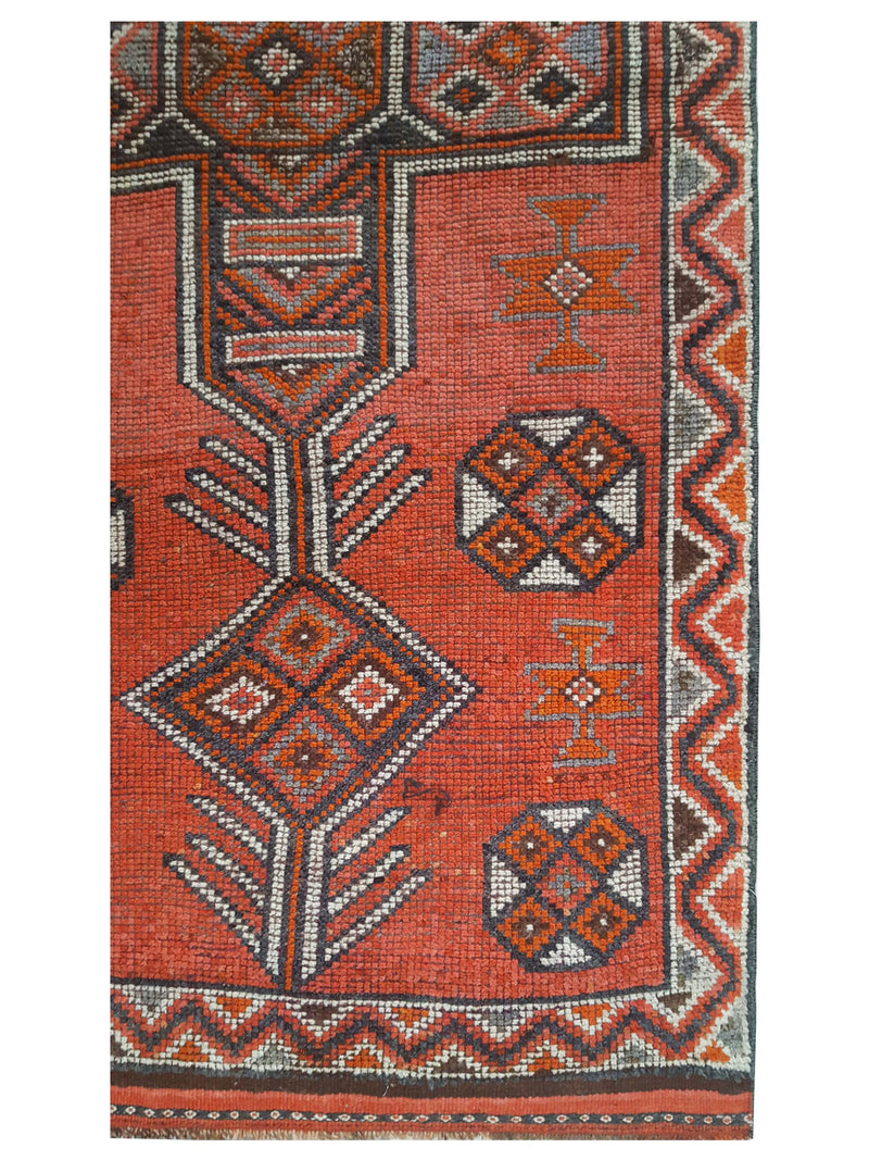 Pacific Kurdish 43550 Orange Charcoal Traditional Hand Knotted Rug
