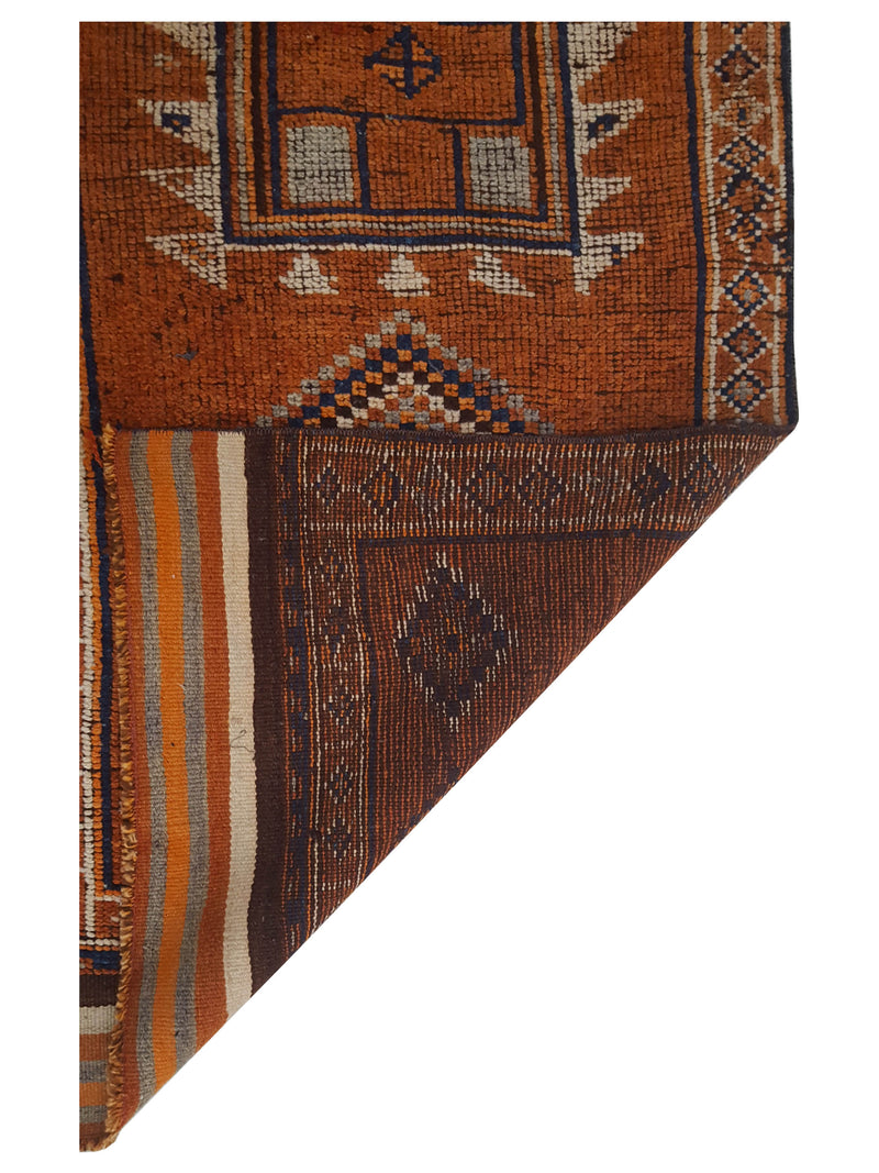 Pacific Kurdish 43554 Orange Pumpkin Traditional Hand Knotted Rug