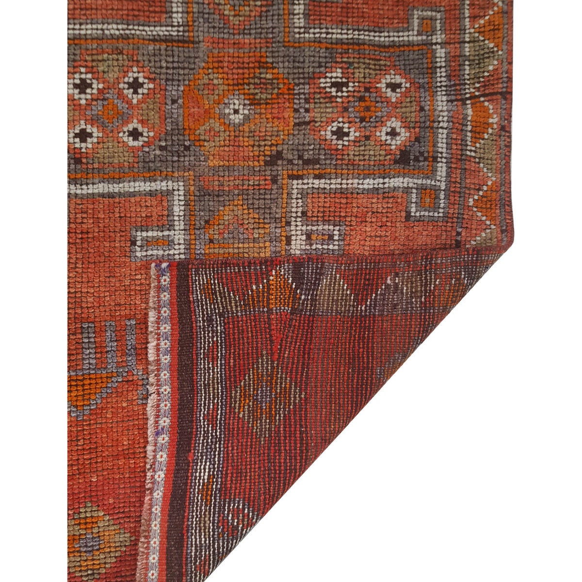Pacific Kurdish 43557 Orange Grey Traditional Hand Knotted Rug