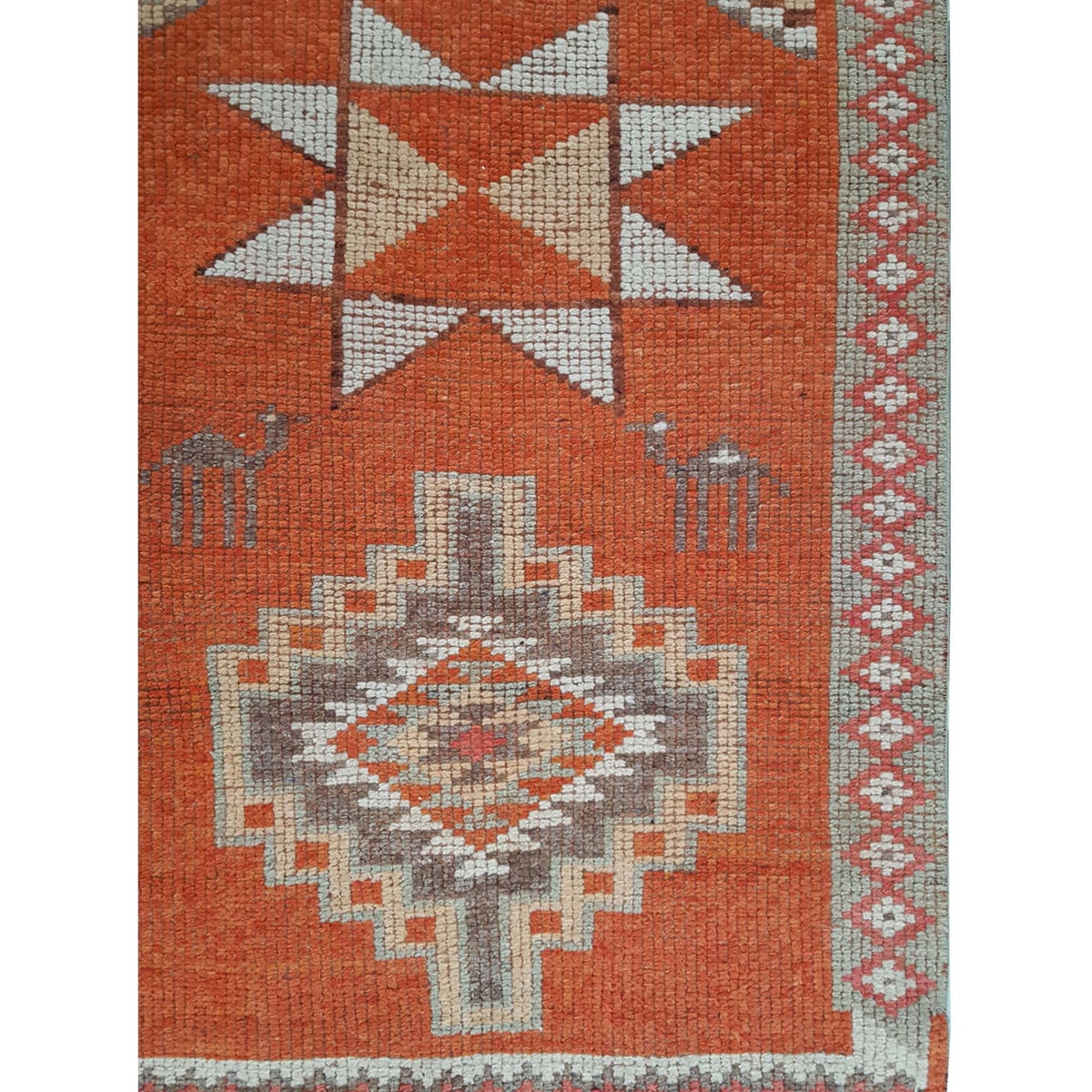 Pacific Kurdish 43558 Orange Grey Traditional Hand Knotted Rug