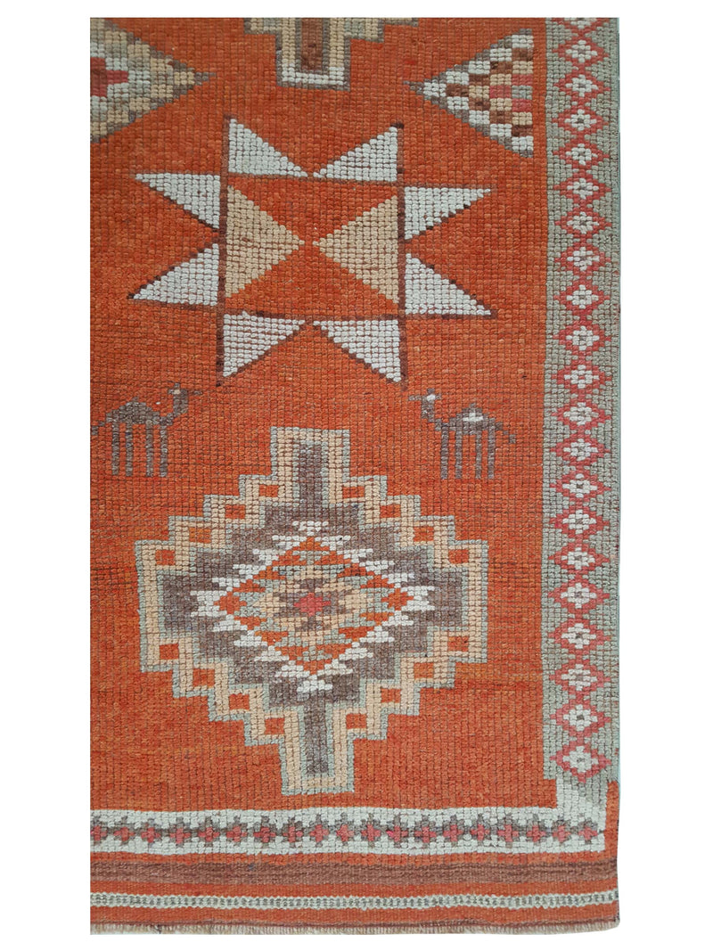 Pacific Kurdish 43558 Orange Grey Traditional Hand Knotted Rug