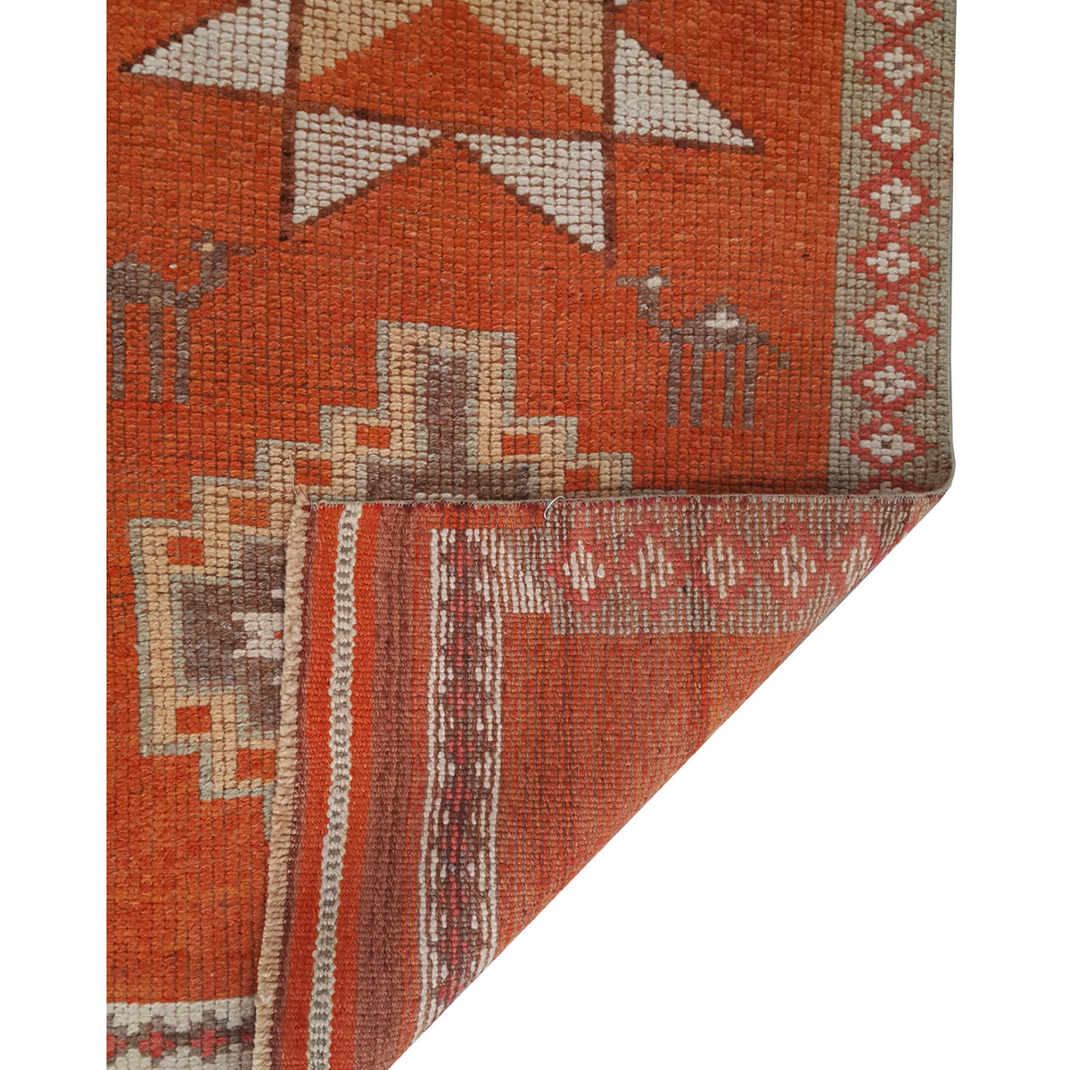 Pacific Kurdish 43558 Orange Grey Traditional Hand Knotted Rug