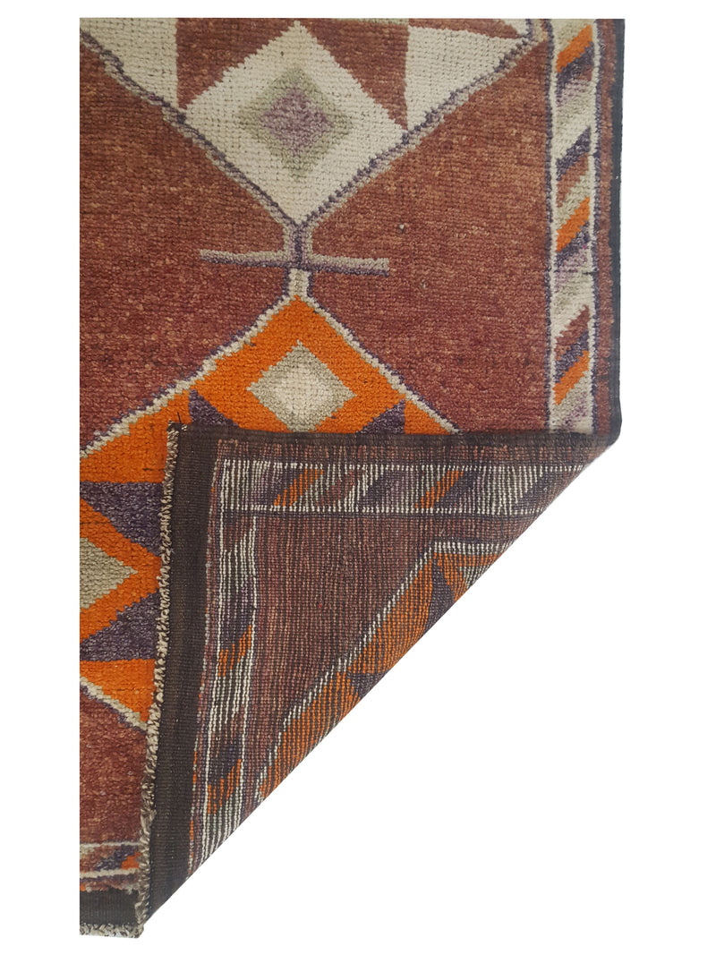 Pacific Kurdish 43564 Burgundy Beige Traditional Hand Knotted Rug