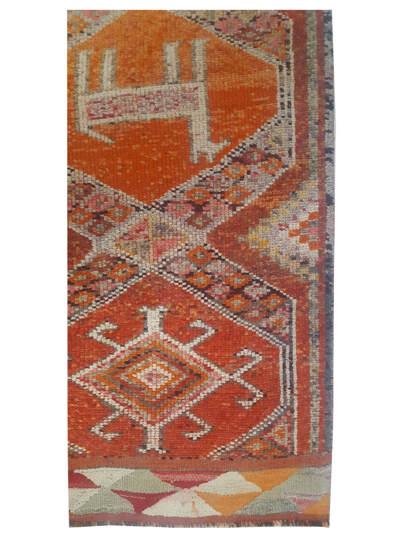 Pacific Kurdish 43565 Orange Ivory Traditional Hand Knotted Rug