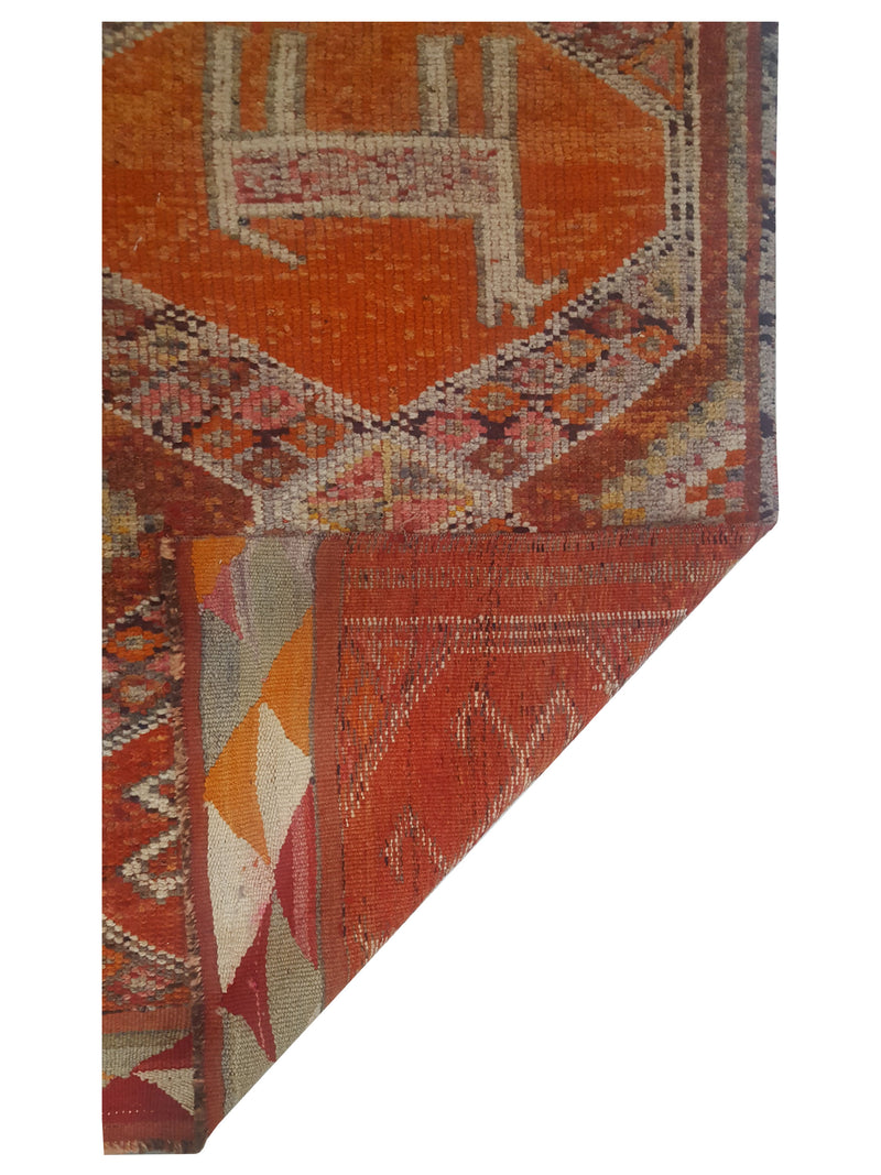 Pacific Kurdish 43565 Orange Ivory Traditional Hand Knotted Rug