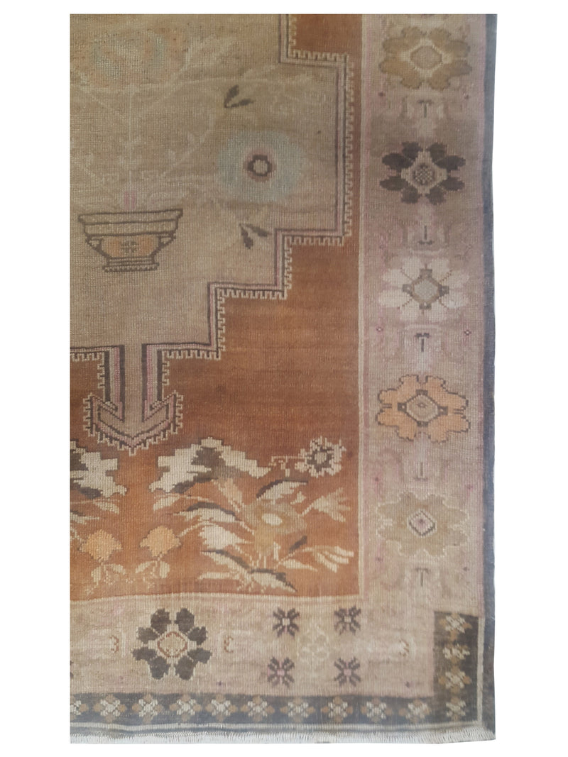 Pacific Antique Ushak 43580 Brown Beige Traditional Antique Rug