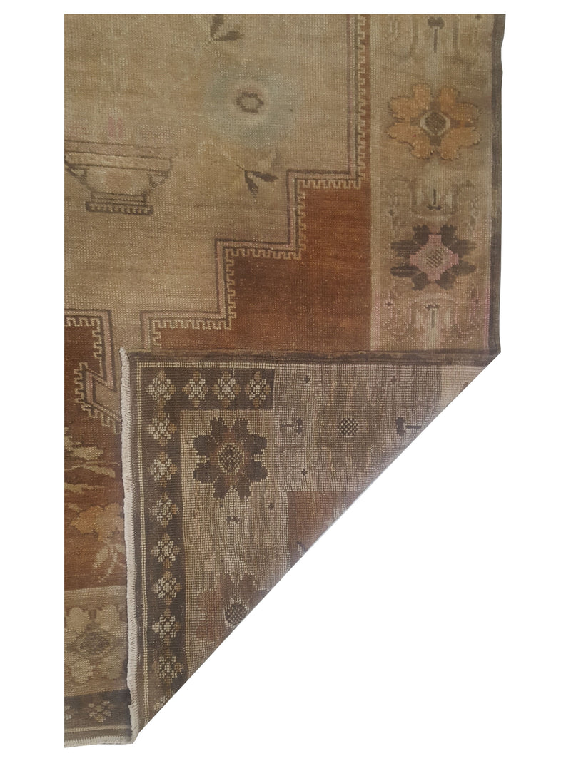 Pacific Antique Ushak 43580 Brown Beige Traditional Antique Rug