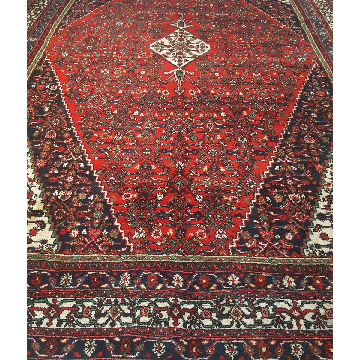 Pacific Hamadan 43588 Red Ivory Traditional Hand Knotted Rug