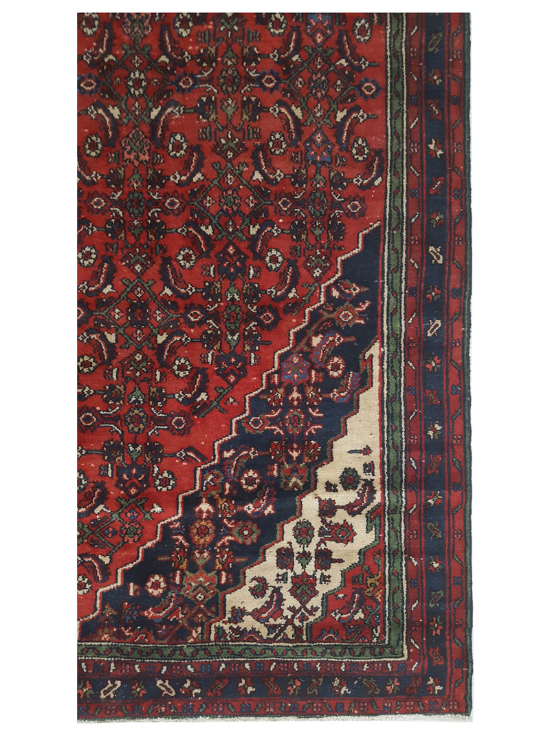 Pacific Hamadan 43590 Red Navy Traditional Hand Knotted Rug