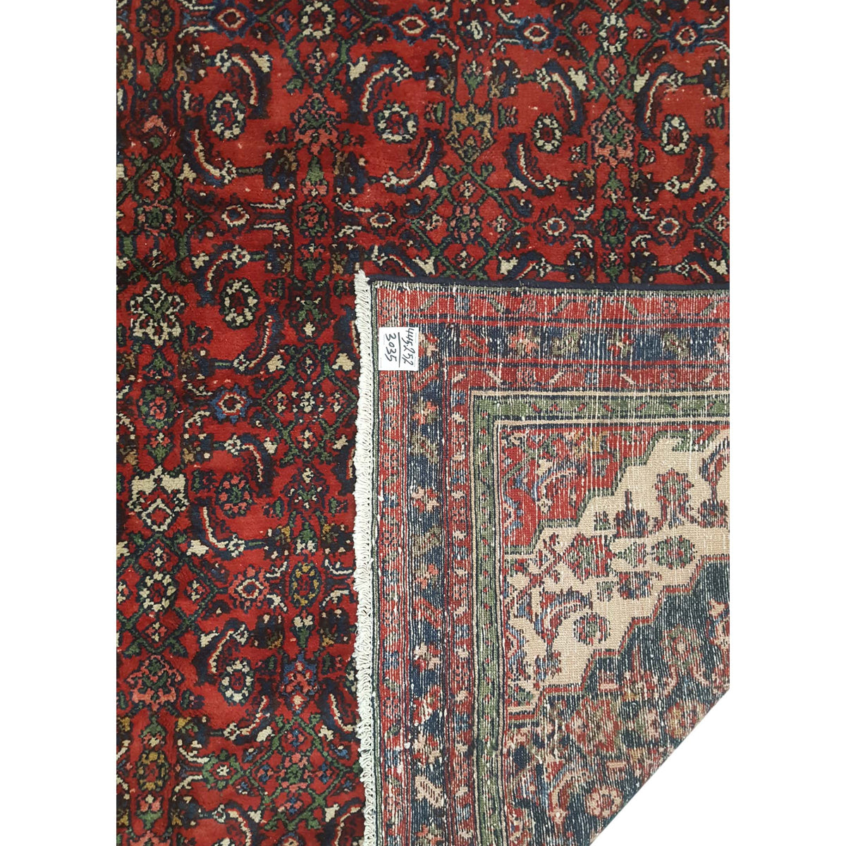 Pacific Hamadan 43590 Red Navy Traditional Hand Knotted Rug