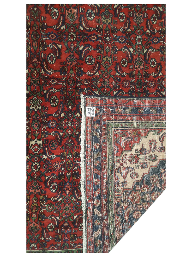 Pacific Hamadan 43590 Red Navy Traditional Hand Knotted Rug