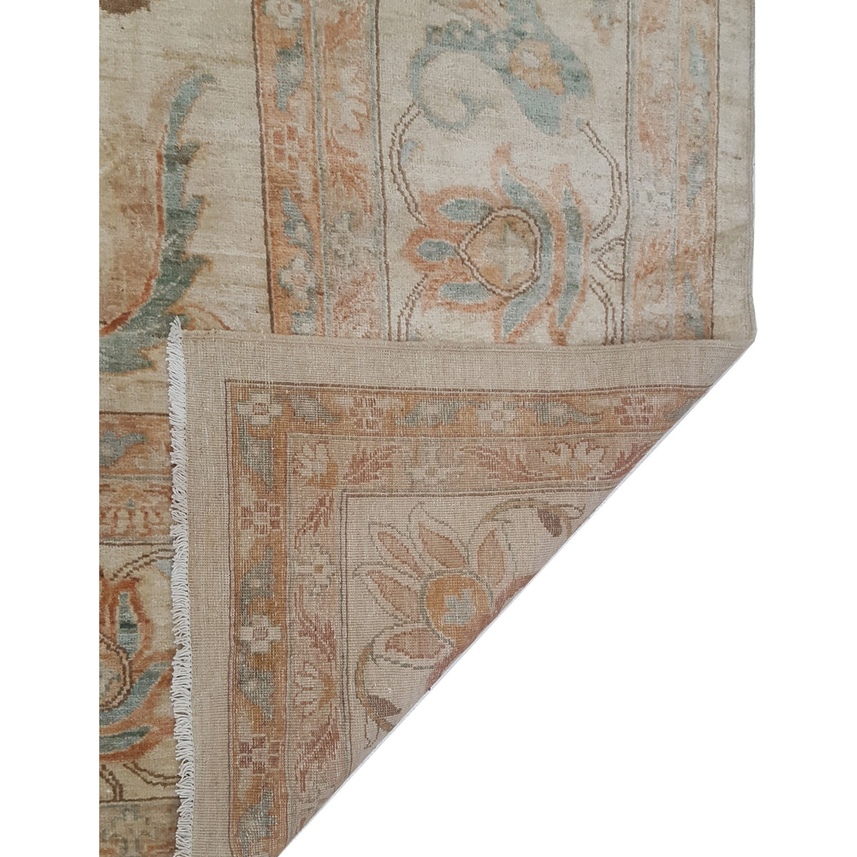 Pacific Ziegler 43591 Ivory Teal Transitional Hand Knotted Rug