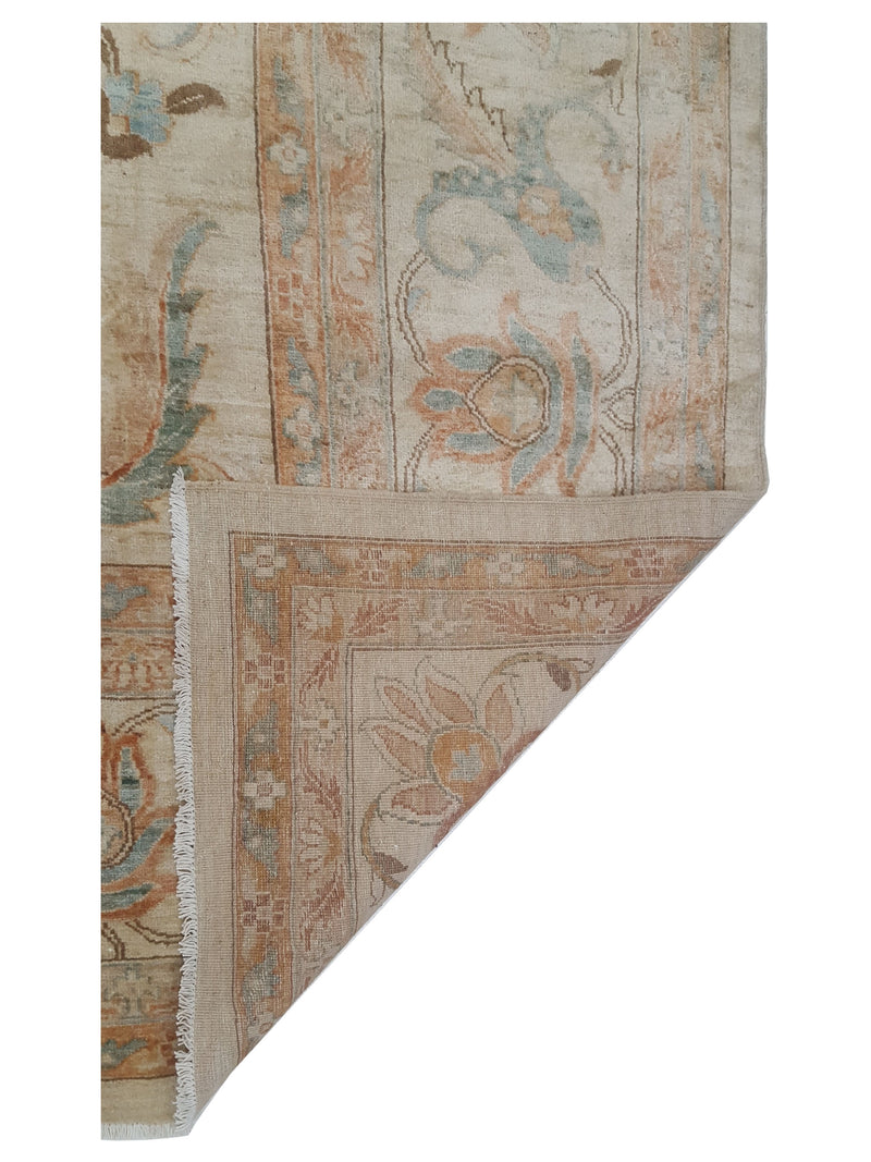 Pacific Ziegler 43591 Ivory Teal Transitional Hand Knotted Rug