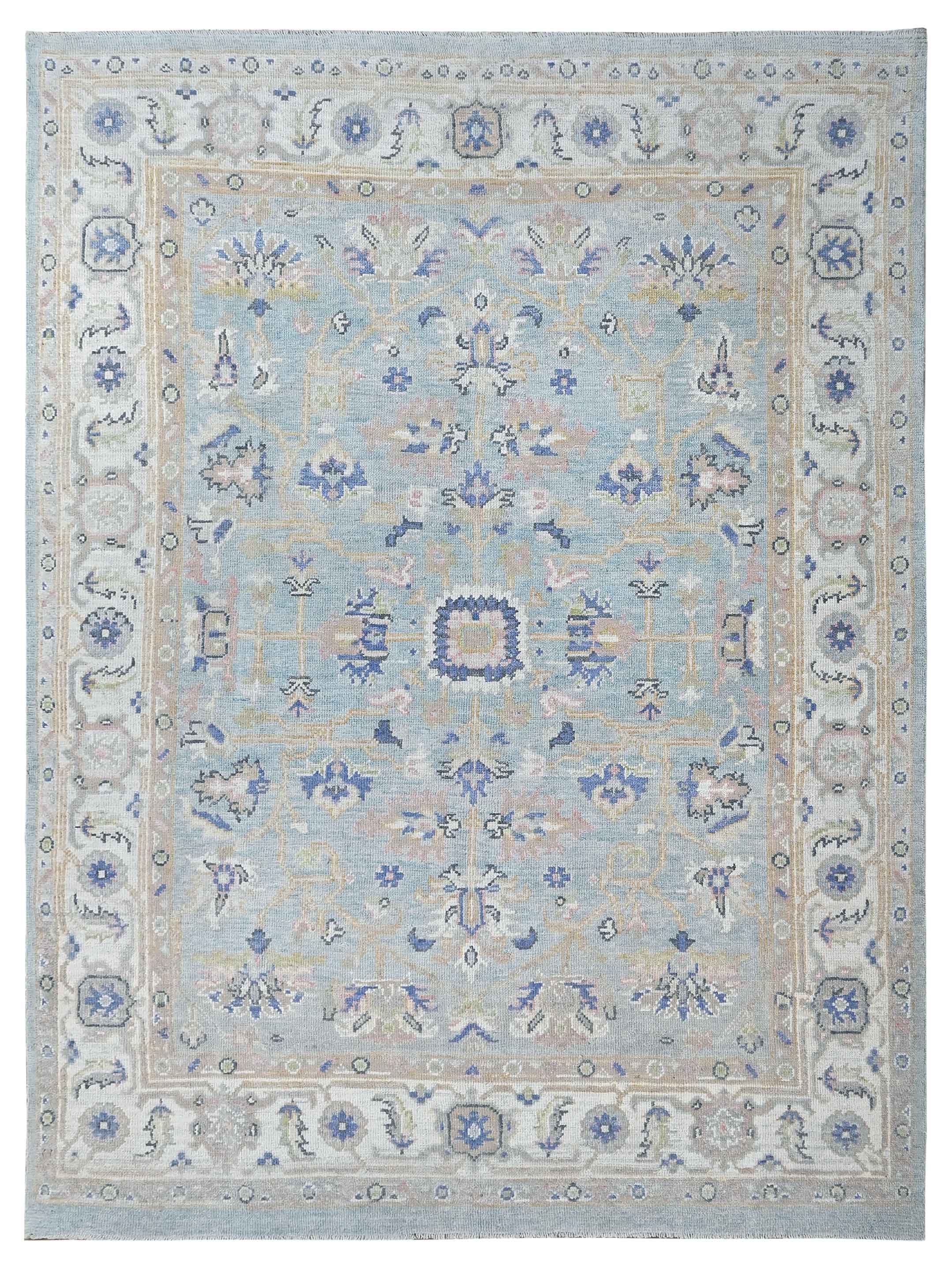 Pacific Ushak 43601 Blue Ivory Transitional Hand Knotted Rug – Pacific Rugs