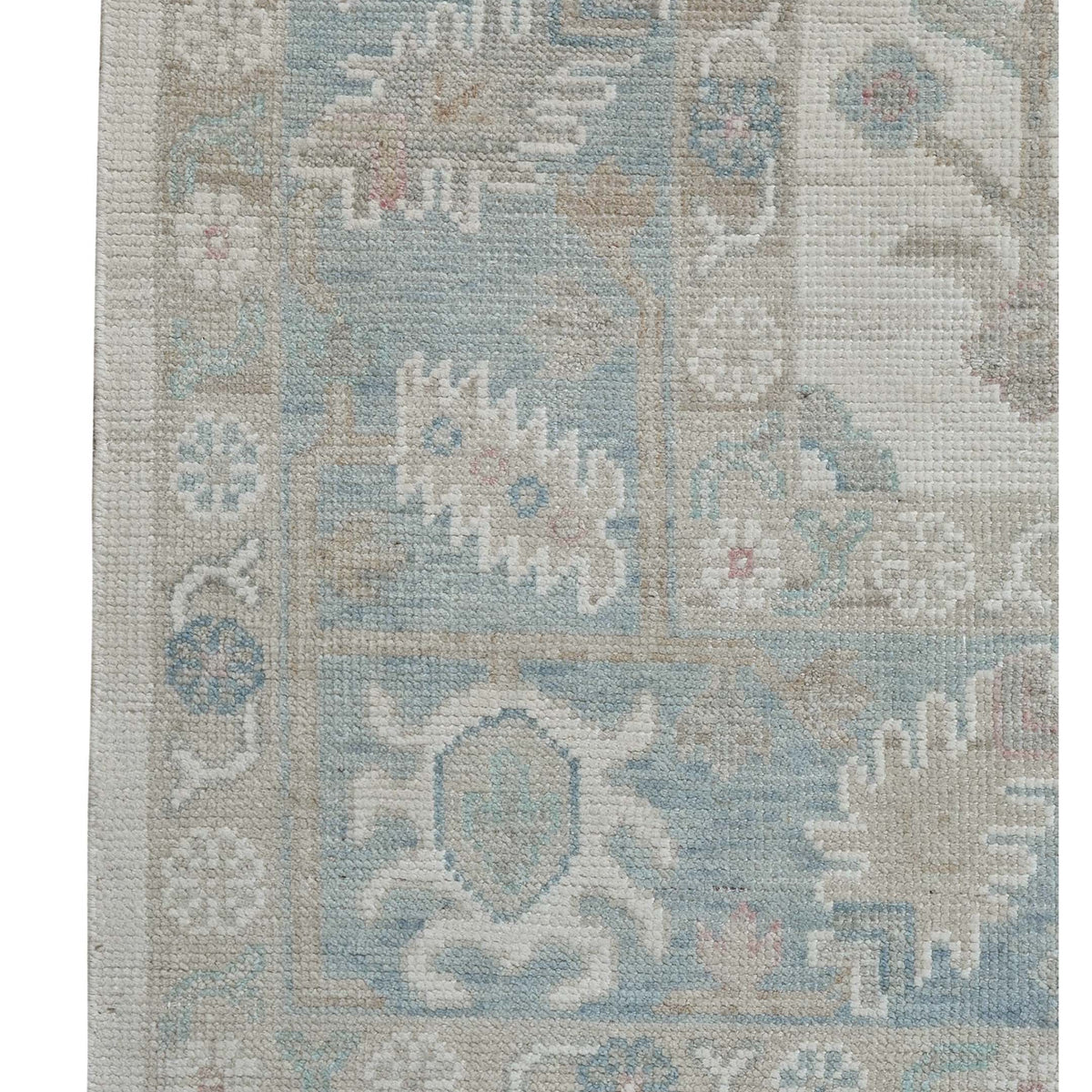 Pacific Ushak 43605 Ivory Sky Blue Transitional Hand Knotted Rug