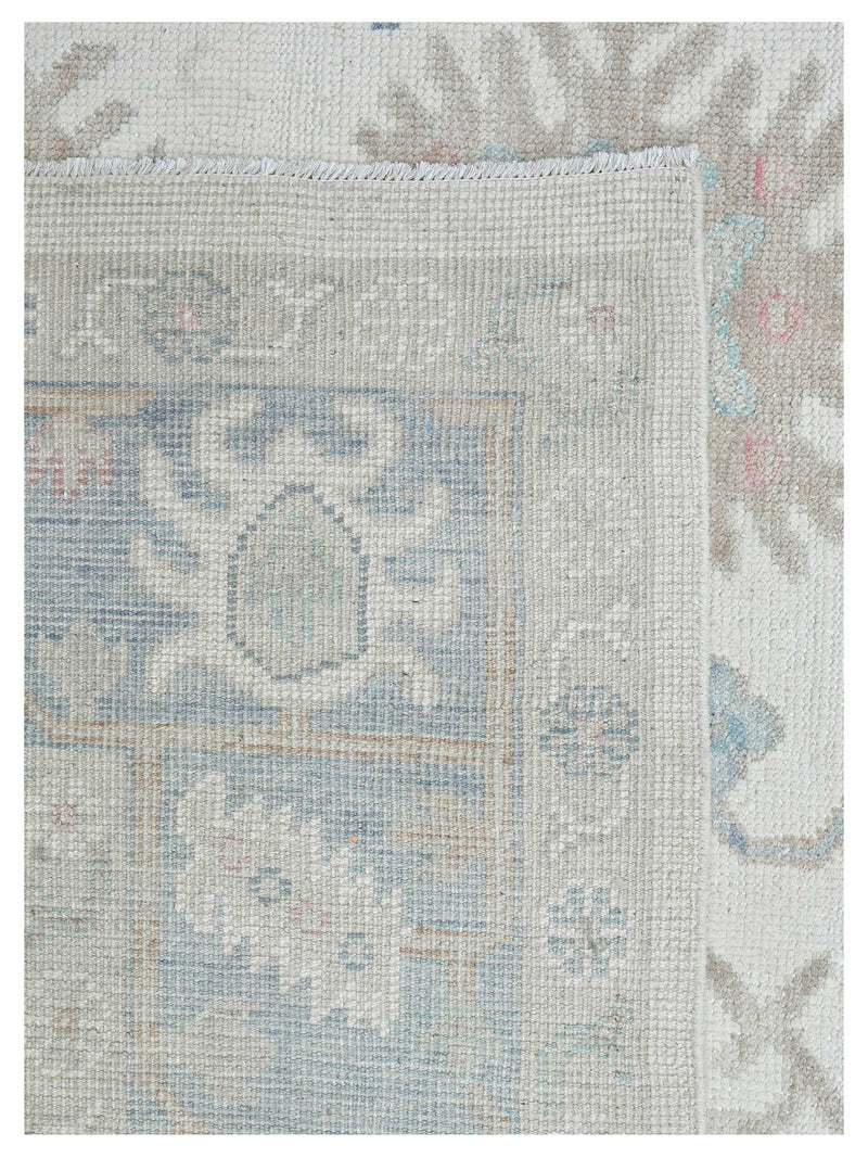 Pacific Ushak 43605 Ivory Sky Blue Transitional Hand Knotted Rug