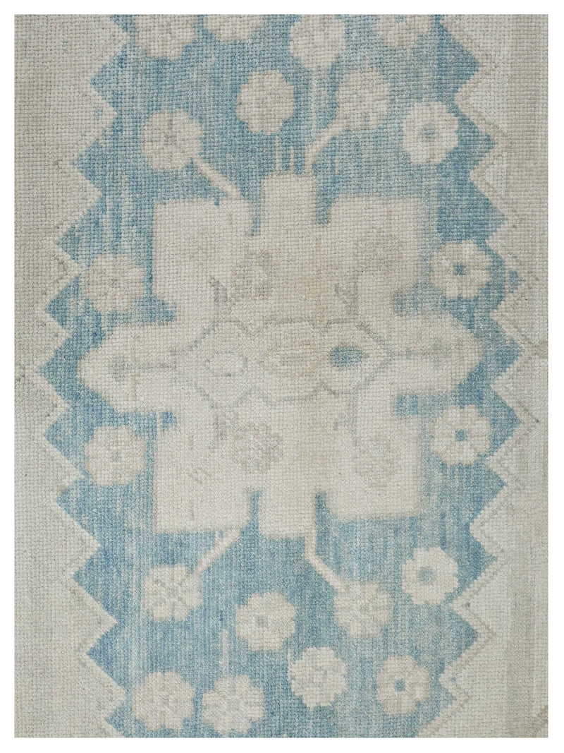 Pacific Ushak 43612 Blue Beige Transitional Hand Knotted Rug