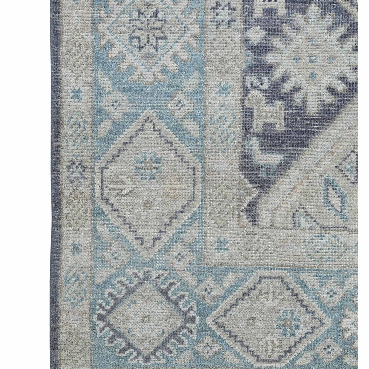 Pacific Ushak 43620 D.Grey Sky Blue Transitional Hand Knotted Rug