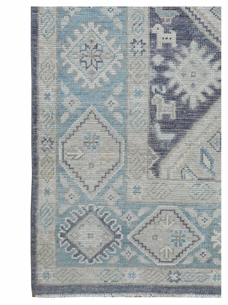 Pacific Ushak 43620 D.Grey Sky Blue Transitional Hand Knotted Rug