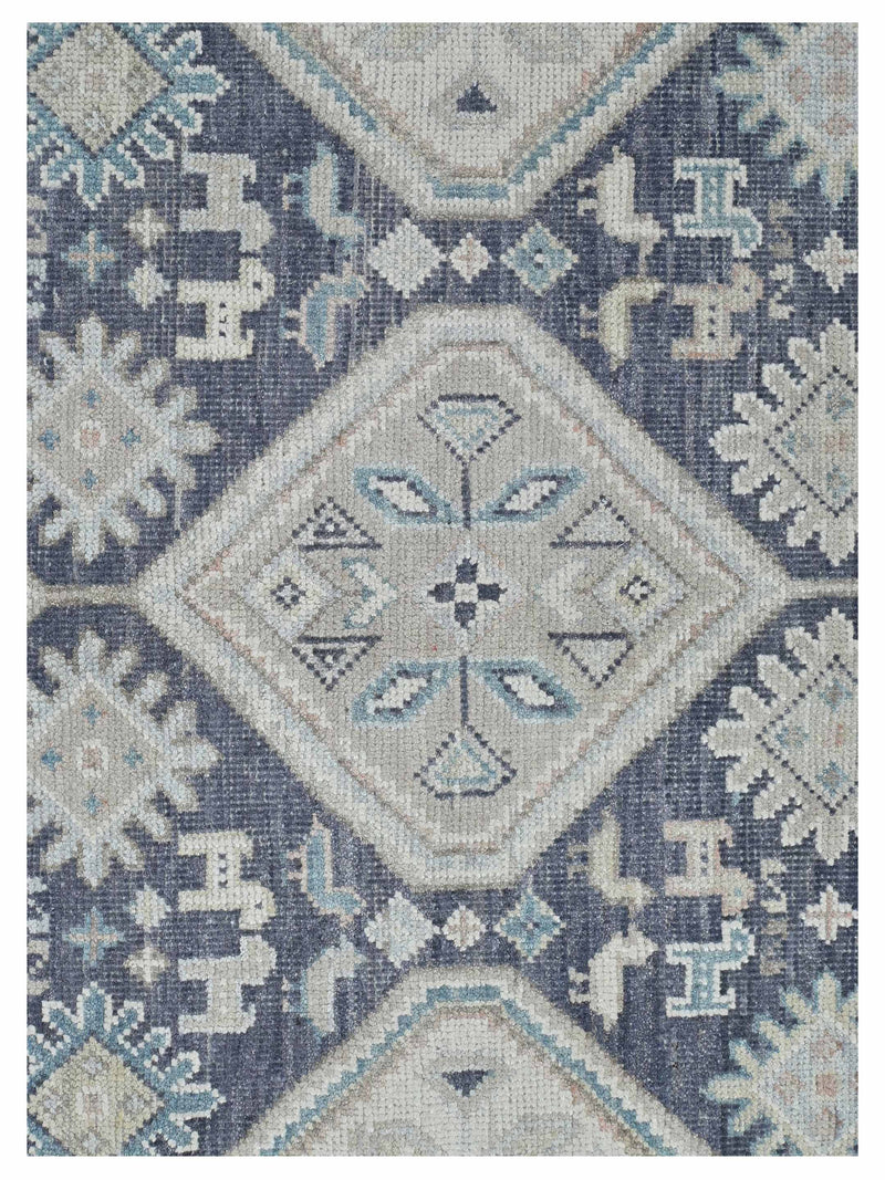 Pacific Ushak 43620 D.Grey Sky Blue Transitional Hand Knotted Rug