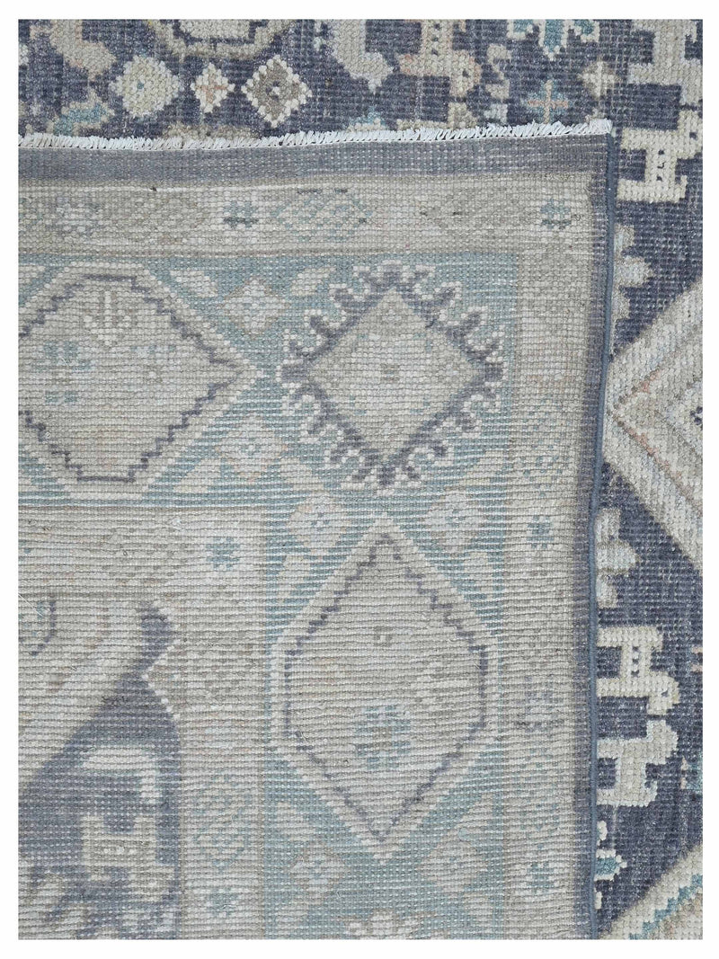 Pacific Ushak 43620 D.Grey Sky Blue Transitional Hand Knotted Rug