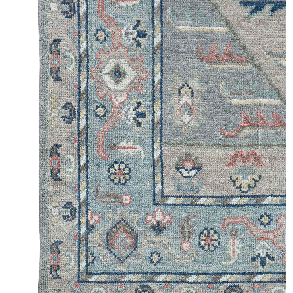 Pacific Ushak 43621 Lt.Grey Sky Blue Transitional Hand Knotted Rug