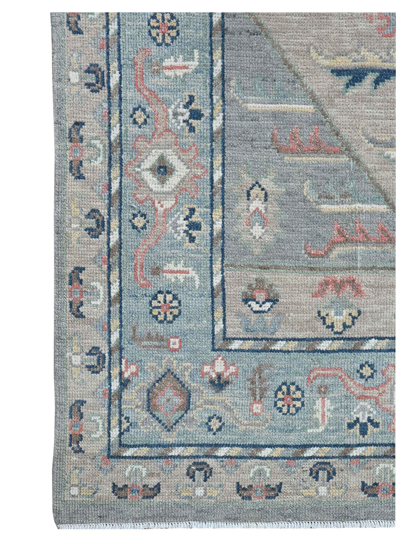 Pacific Ushak 43621 Lt.Grey Sky Blue Transitional Hand Knotted Rug