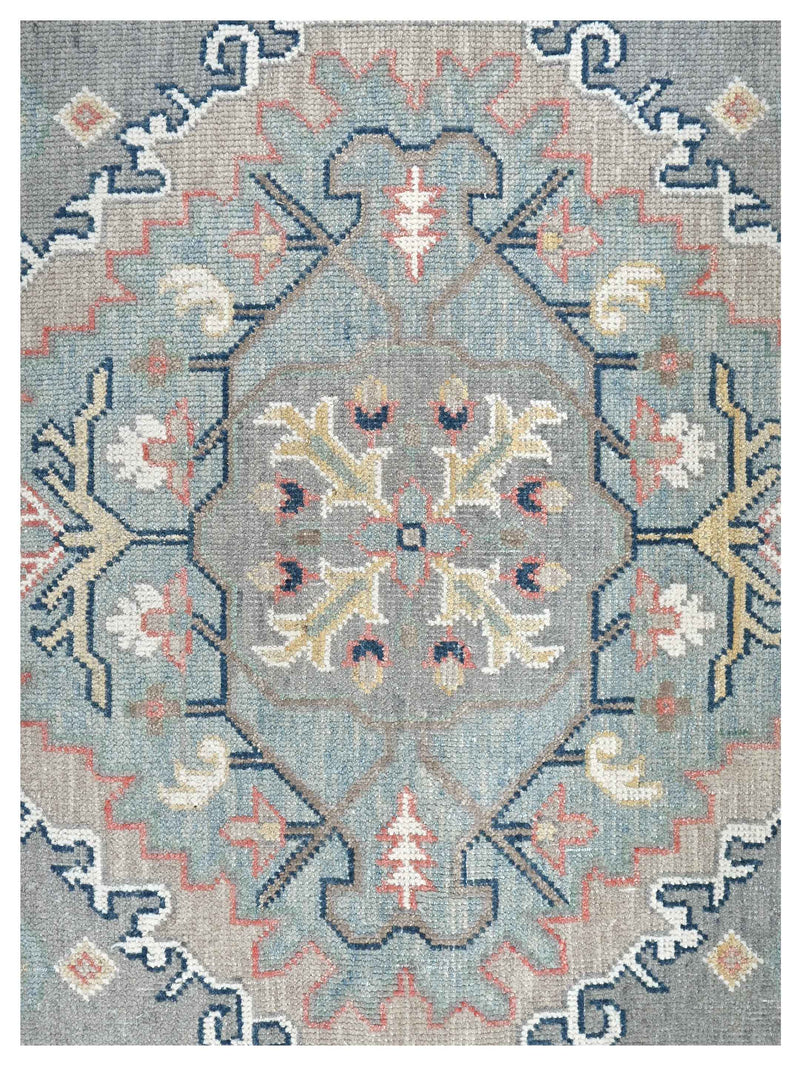 Pacific Ushak 43621 Lt.Grey Sky Blue Transitional Hand Knotted Rug