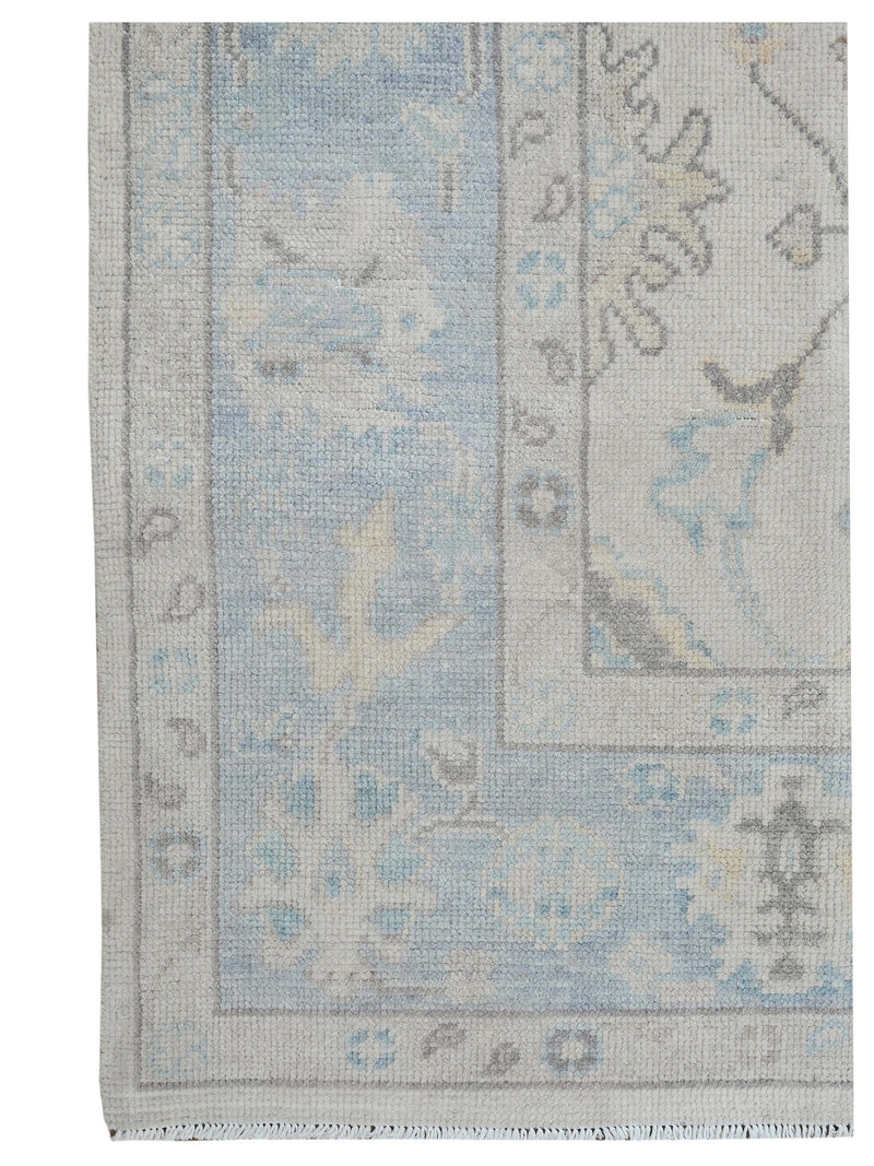 Pacific Ushak 43624 Ivory Sky Blue Transitional Hand Knotted Rug