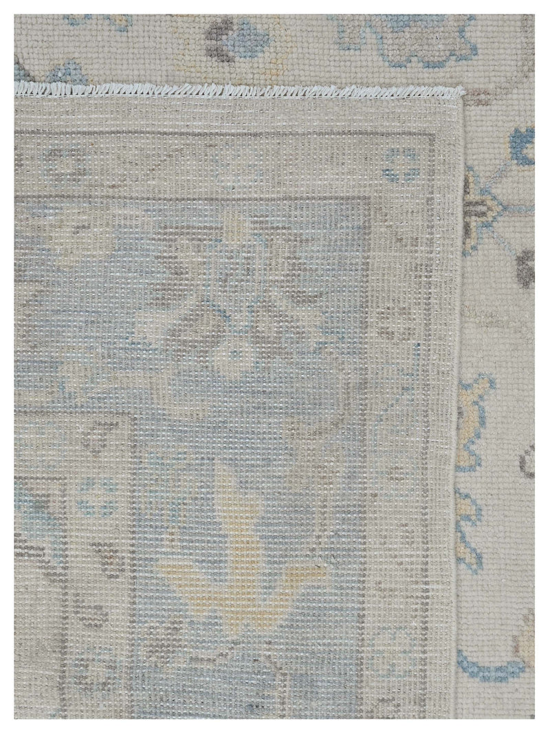 Pacific Ushak 43624 Ivory Sky Blue Transitional Hand Knotted Rug