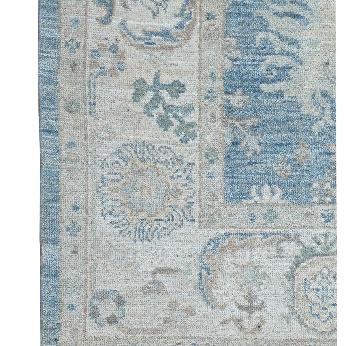 Pacific Ushak Wool Weft 43637 Blue Ivory Transitional Hand Knotted Rug