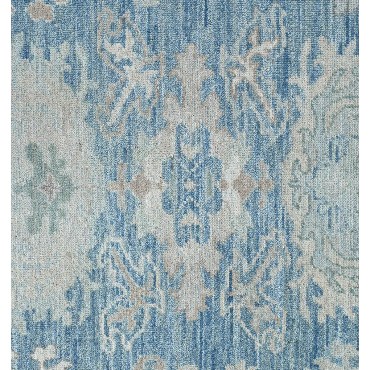 Pacific Ushak Wool Weft 43637 Blue Ivory Transitional Hand Knotted Rug