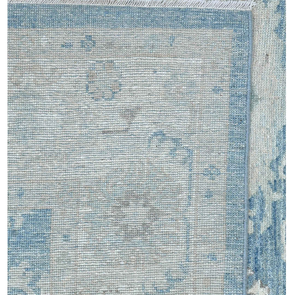 Pacific Ushak Wool Weft 43637 Blue Ivory Transitional Hand Knotted Rug