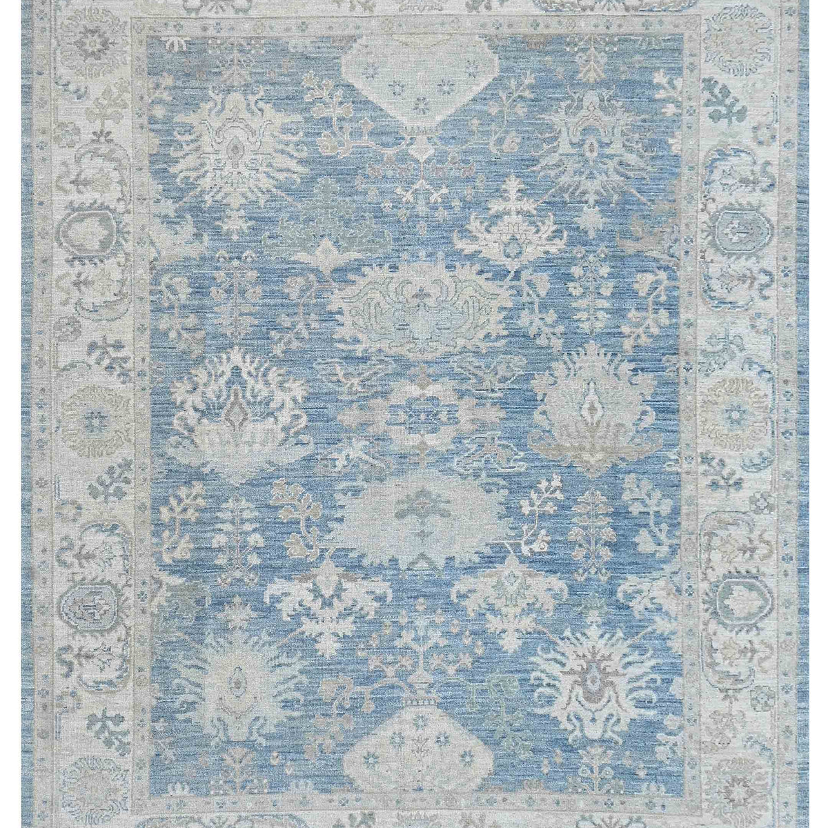 Pacific Ushak Wool Weft  Blue Ivory Transitional