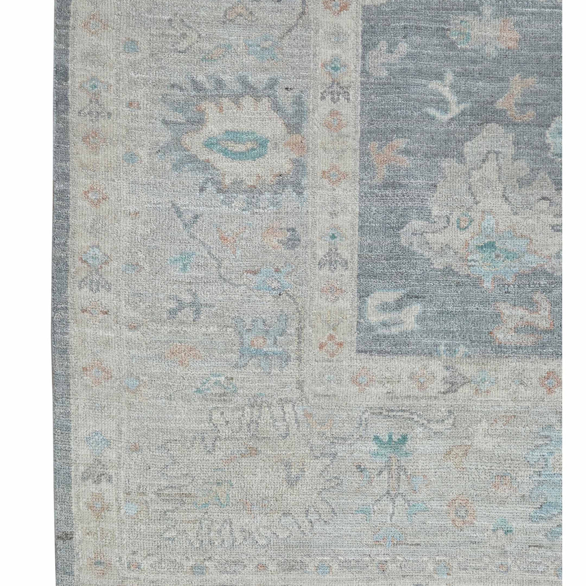 Pacific Ushak Wool Weft 43639 Grey Ivory Transitional Hand Knotted Rug