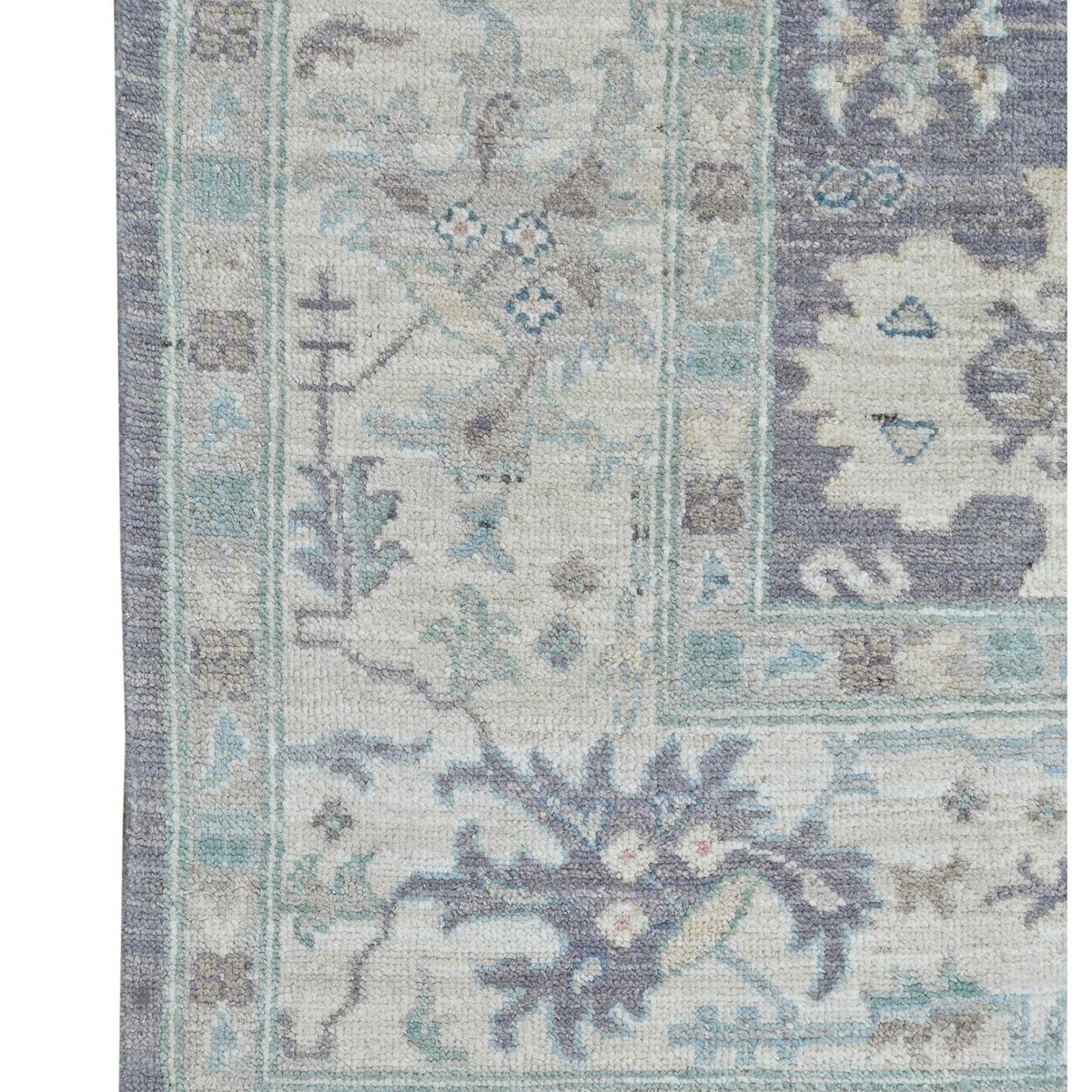 Pacific Ushak Wool Weft 43640 D.Grey Ivory Transitional Hand Knotted Rug