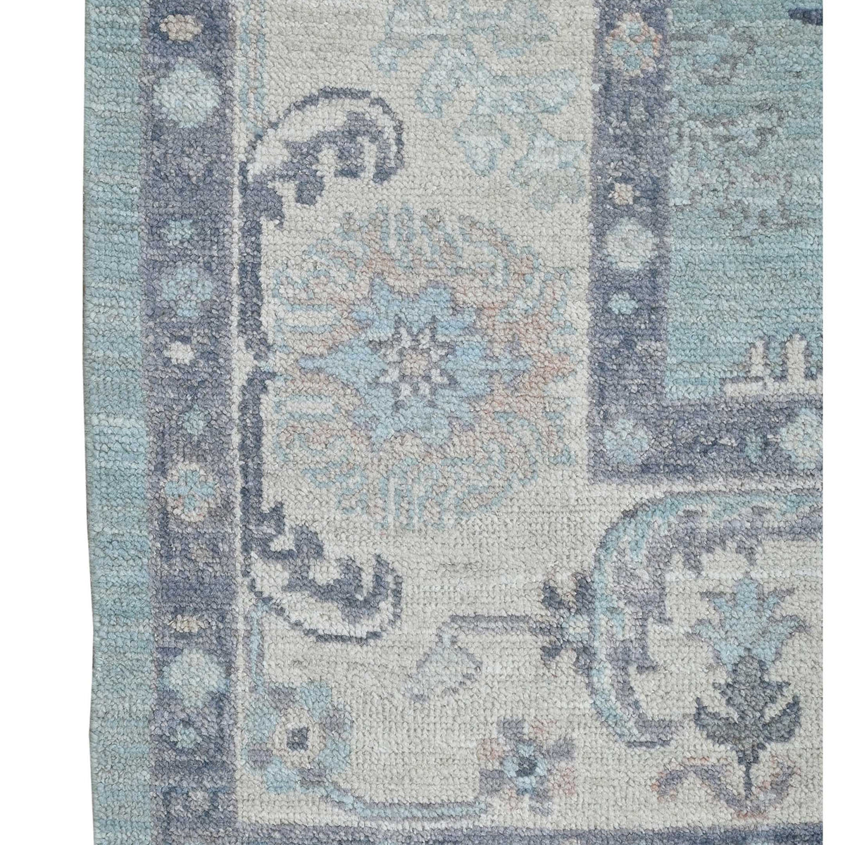 Pacific Ushak Wool Weft 43641 Lt.Green Ivory Transitional Hand Knotted Rug