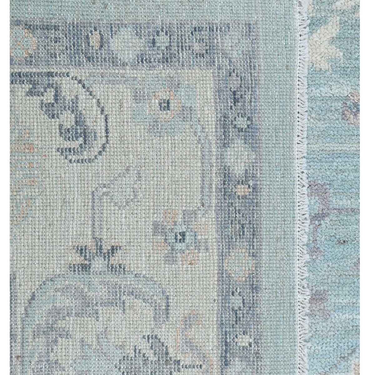Pacific Ushak Wool Weft 43641 Lt.Green Ivory Transitional Hand Knotted Rug