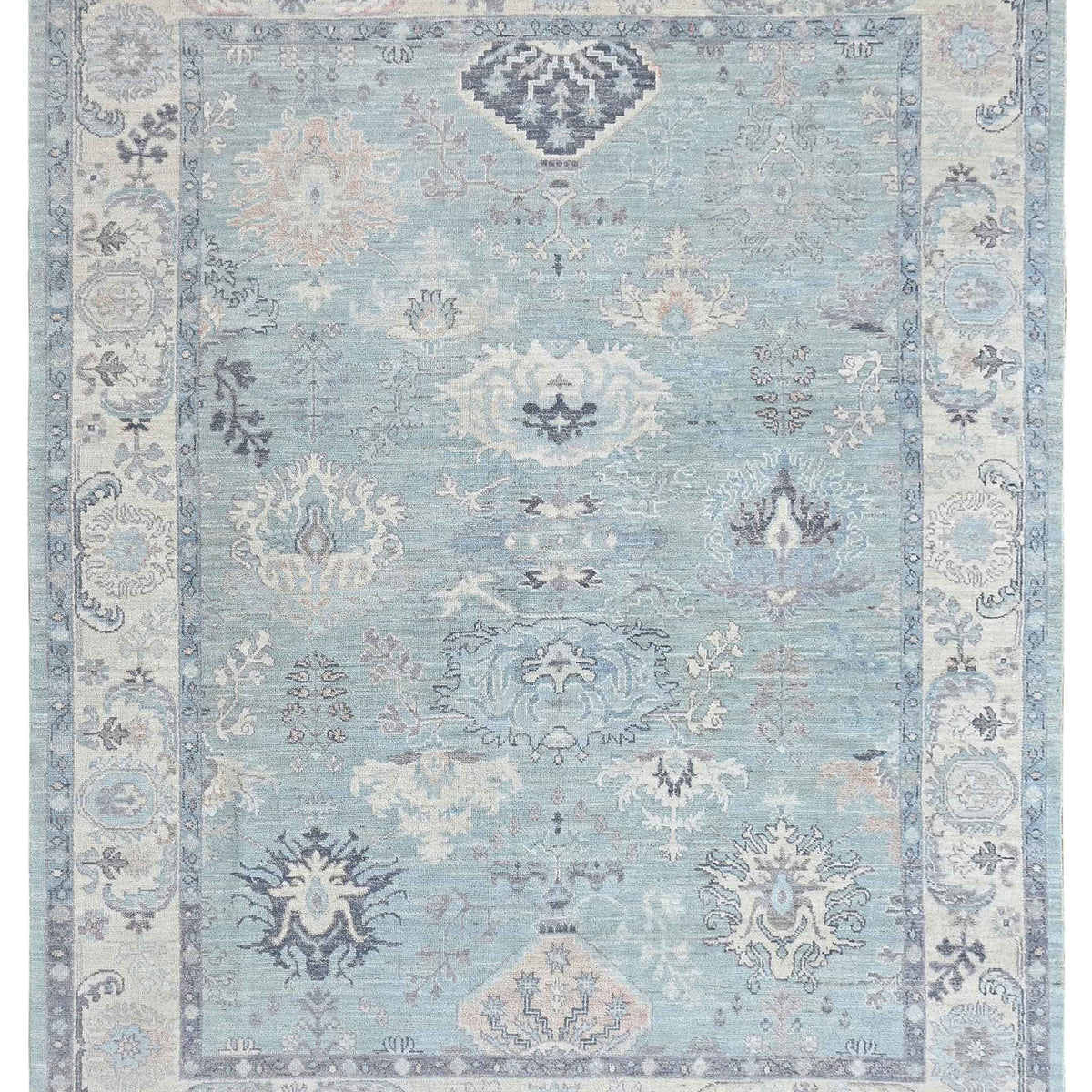 Pacific Ushak Wool Weft  Lt.Green Ivory Transitional