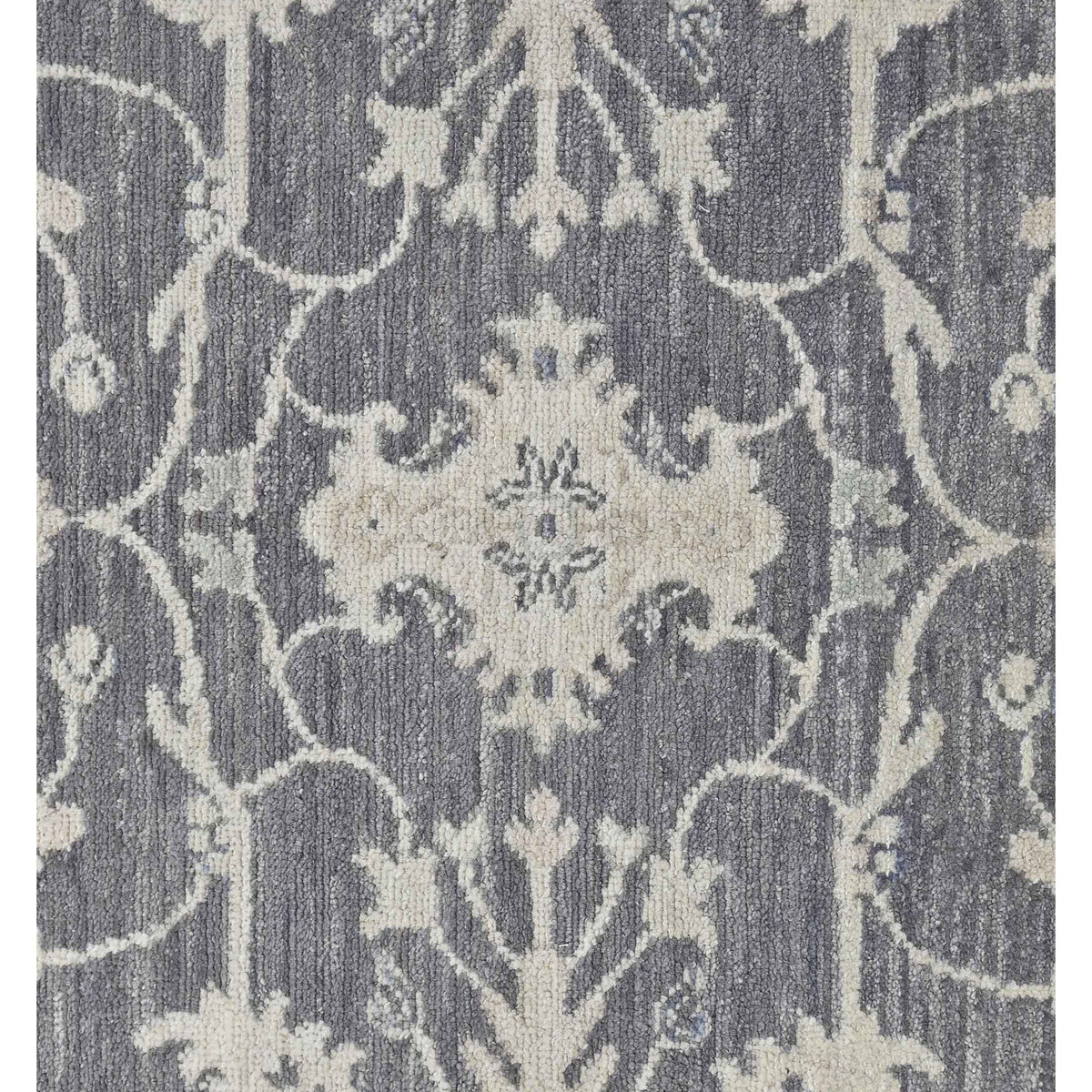 Pacific Ushak Wool Weft 43643 D.Grey Ivory Transitional Hand Knotted Rug