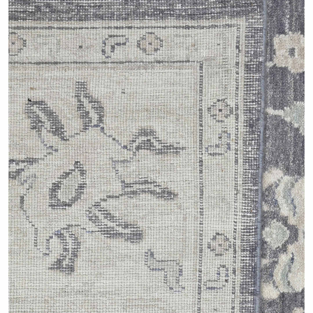 Pacific Ushak Wool Weft 43643 D.Grey Ivory Transitional Hand Knotted Rug