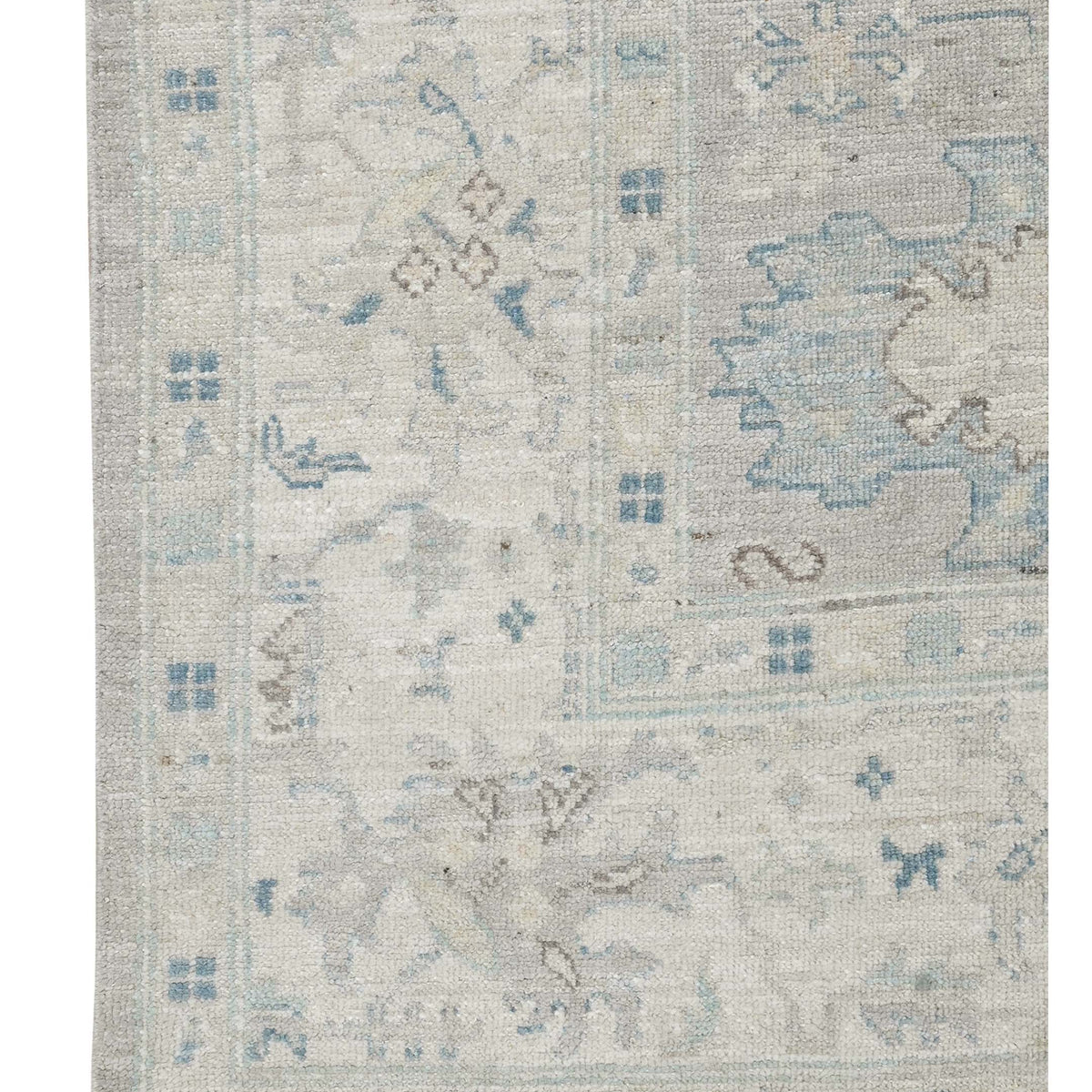 Pacific Ushak Wool Weft 43644 Lt.Grey Ivory Transitional Hand Knotted Rug