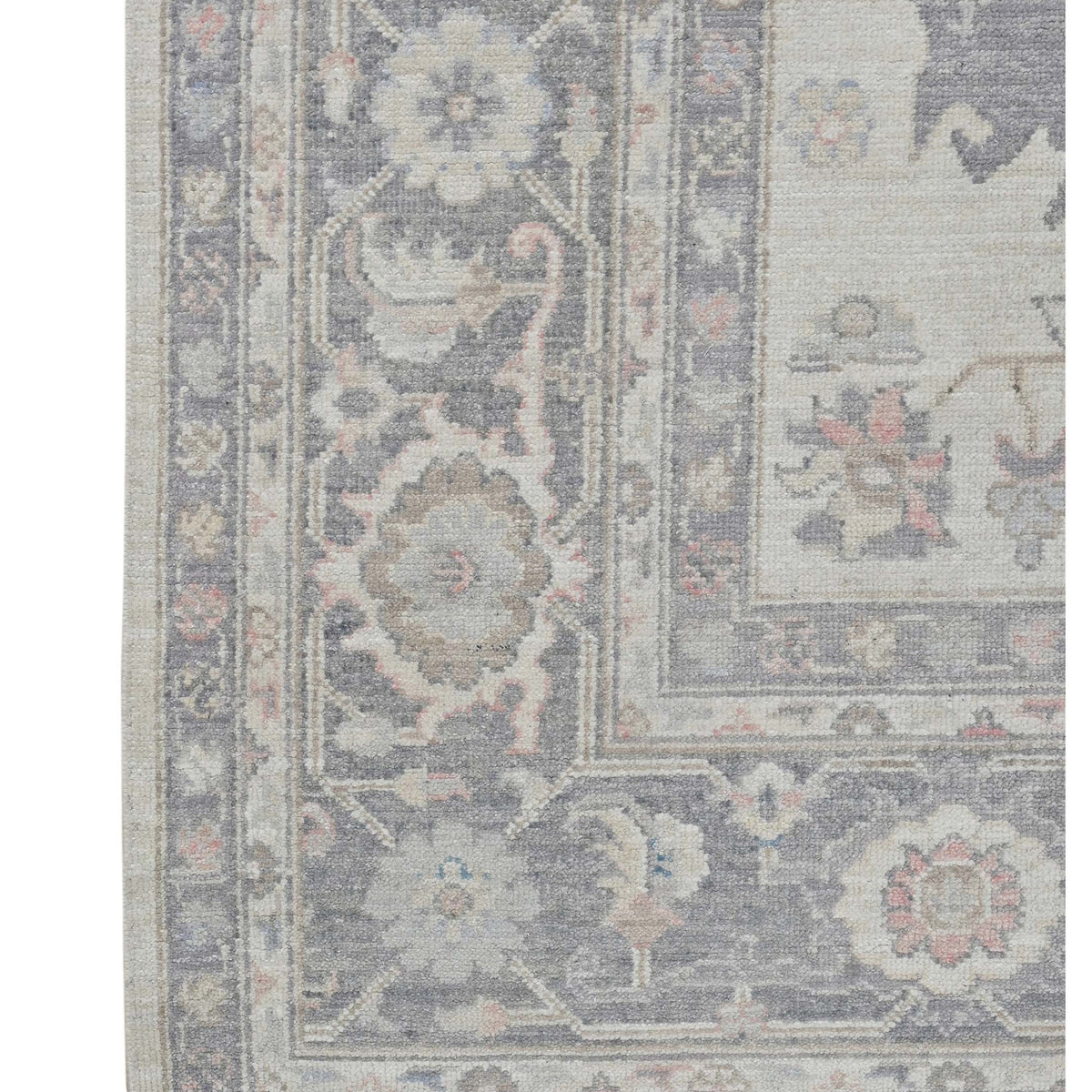 Pacific Ushak Wool Weft 43646 Ivory Lt.Grey Transitional Hand Knotted Rug