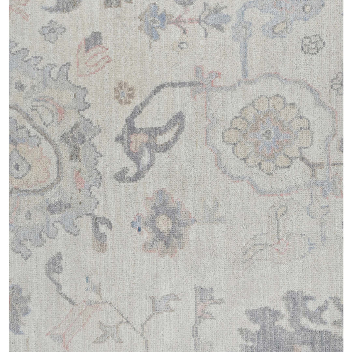 Pacific Ushak Wool Weft 43646 Ivory Lt.Grey Transitional Hand Knotted Rug