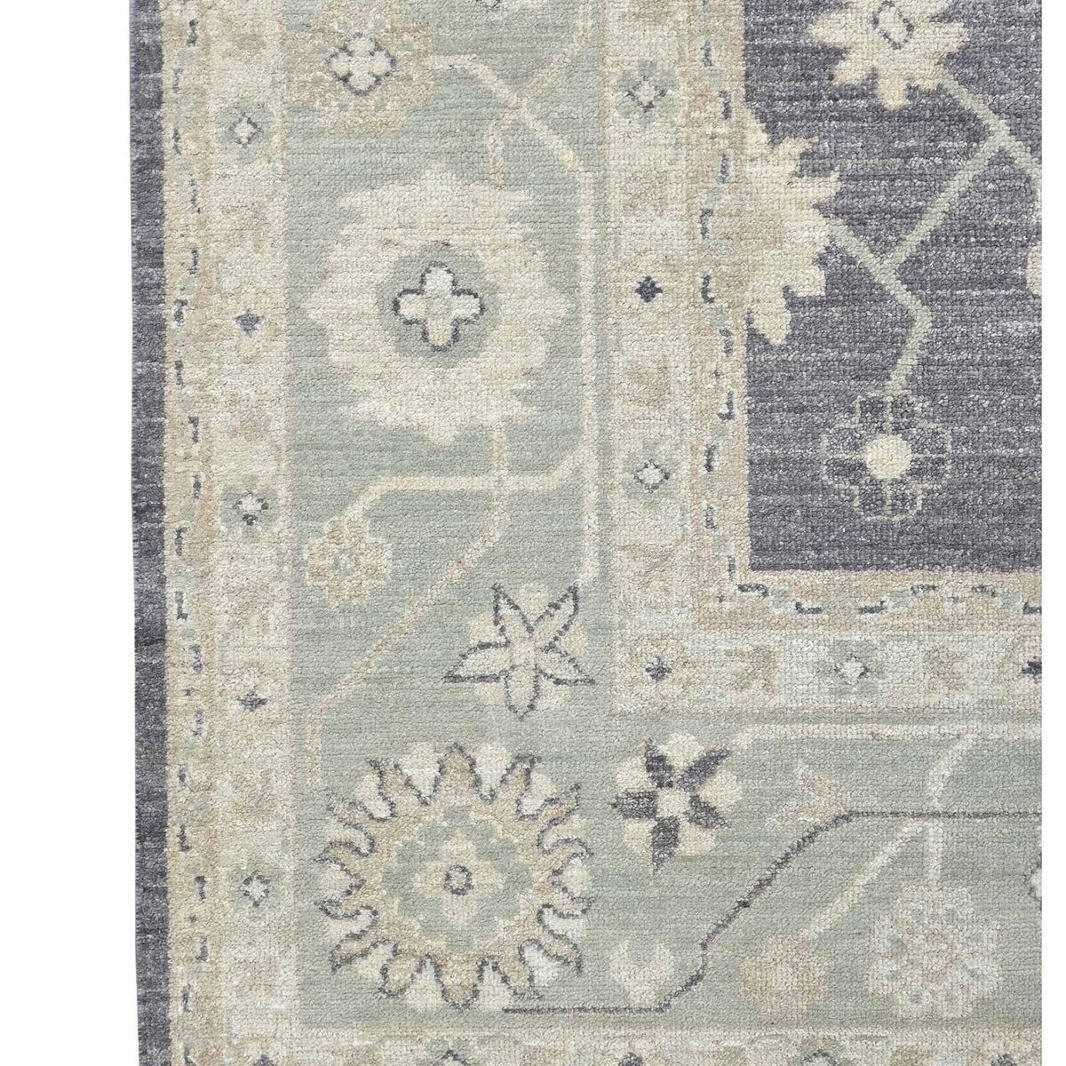 Pacific Ushak Wool Weft 43648 Grey Pistachio Transitional Hand Knotted Rug