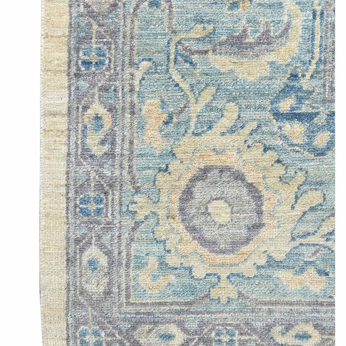 Pacific Ushak Wool Weft 43649 Ivory Sky Blue Transitional Hand Knotted Rug