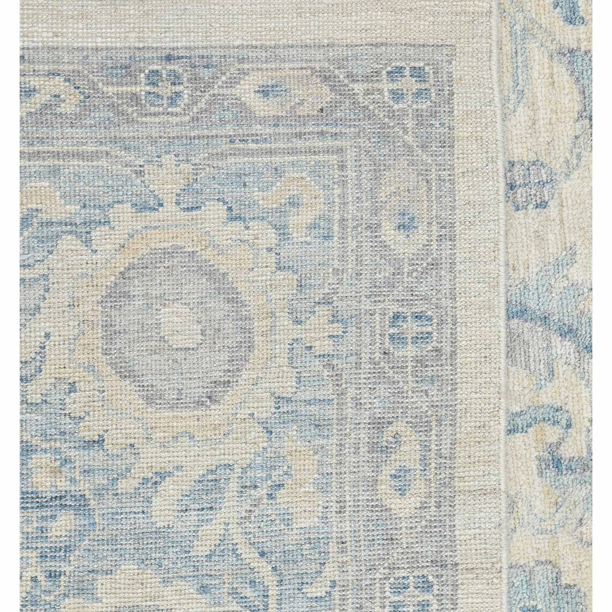 Pacific Ushak Wool Weft 43649 Ivory Sky Blue Transitional Hand Knotted Rug
