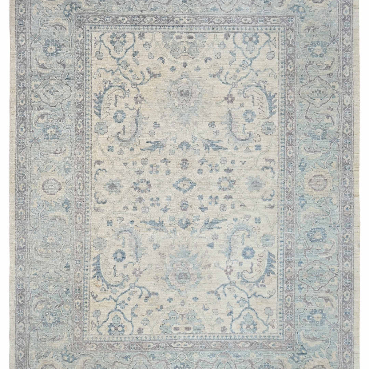 Pacific Ushak Wool Weft  Ivory Sky Blue Transitional