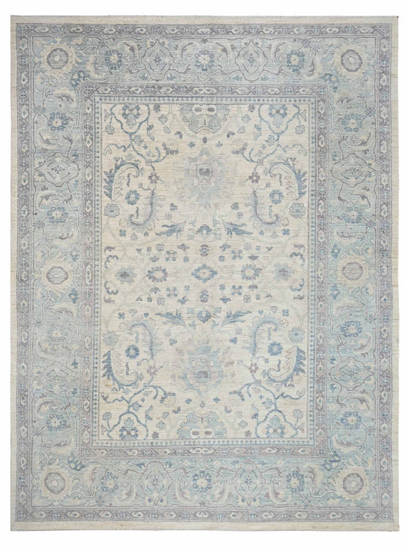 Pacific Ushak Wool Weft  Ivory Sky Blue Transitional