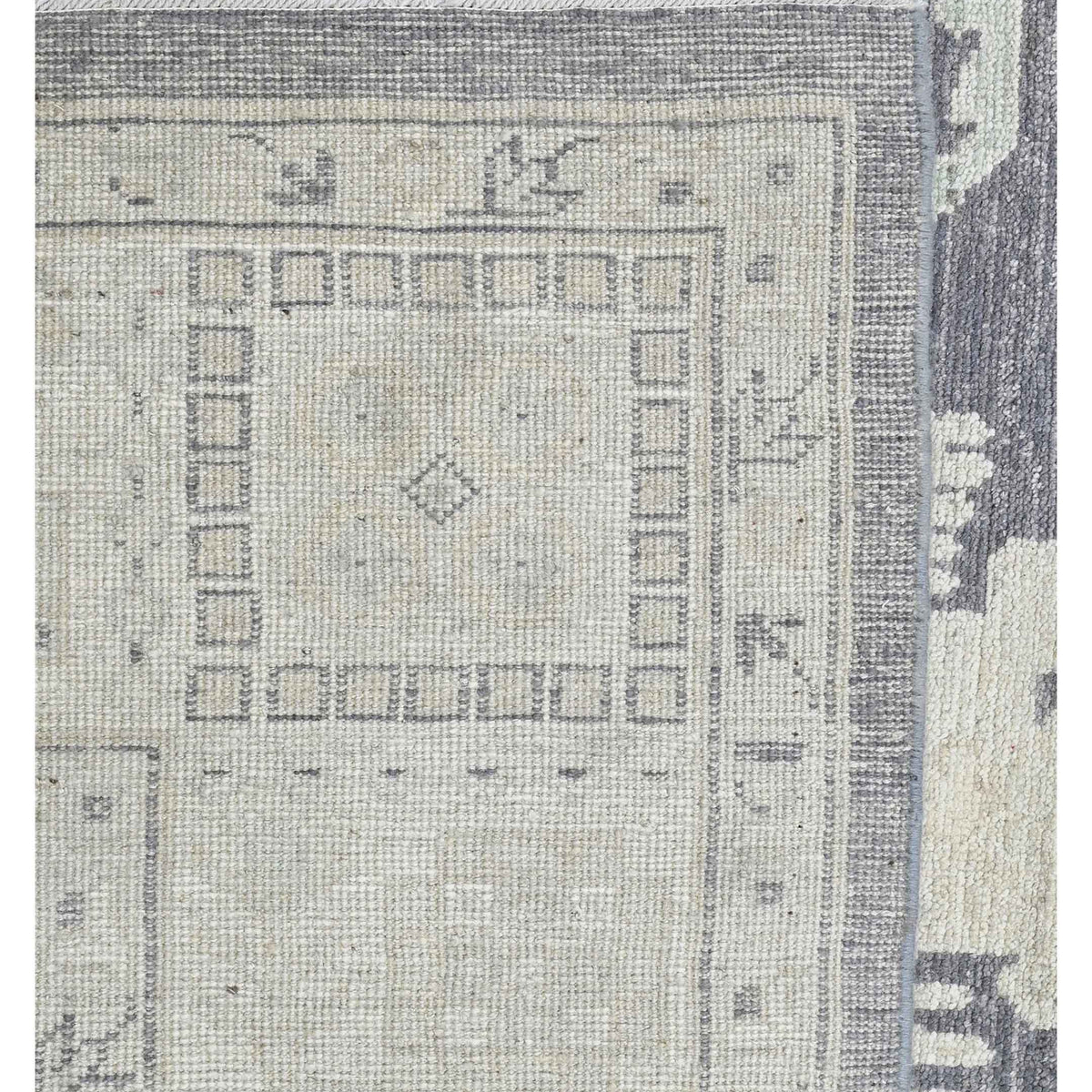 Pacific Ushak Wool Weft 43650 Grey Ivory Transitional Hand Knotted Rug